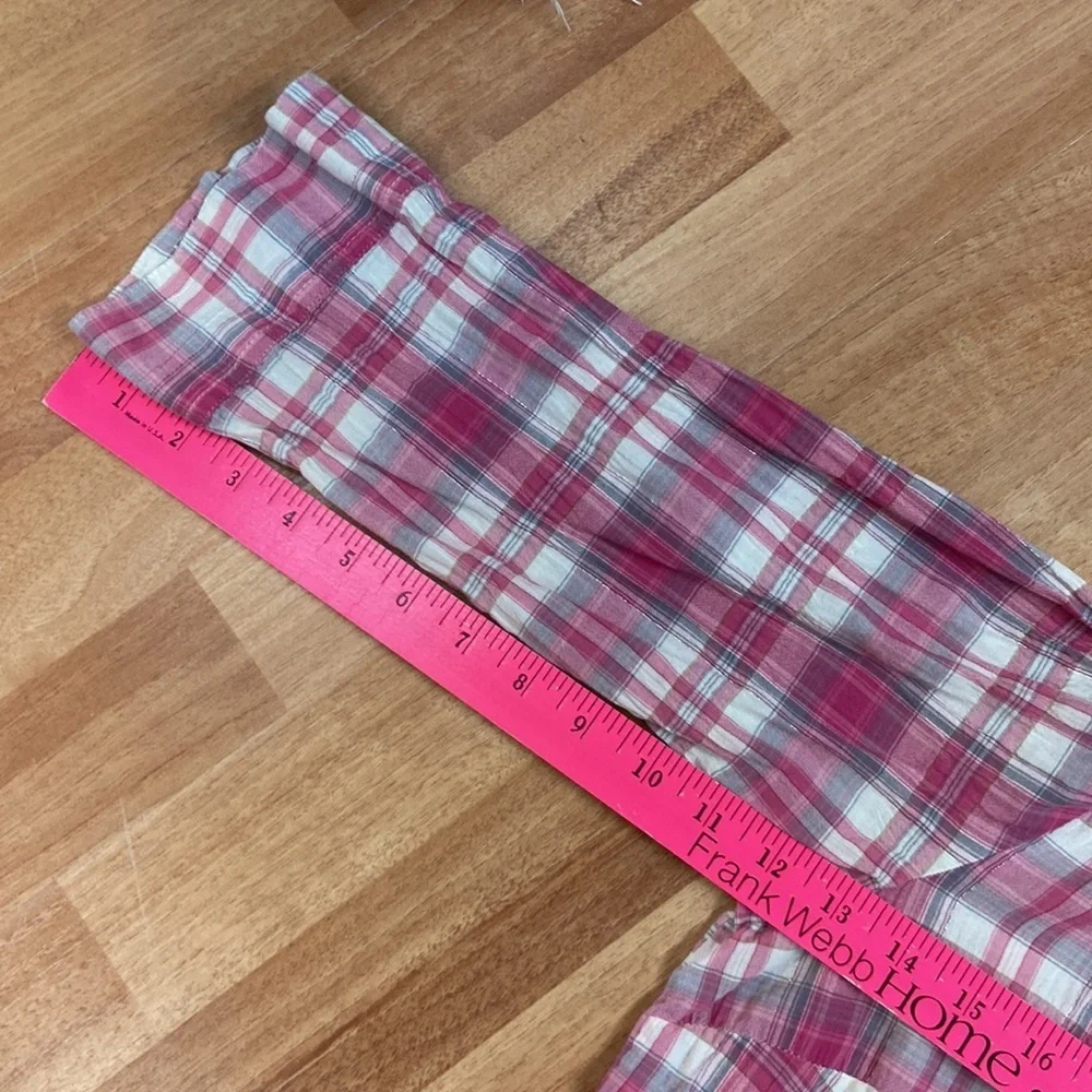 Style & Co. pink plaid western style snap up blouse size 14 silver streaks - Picture 12 of 12